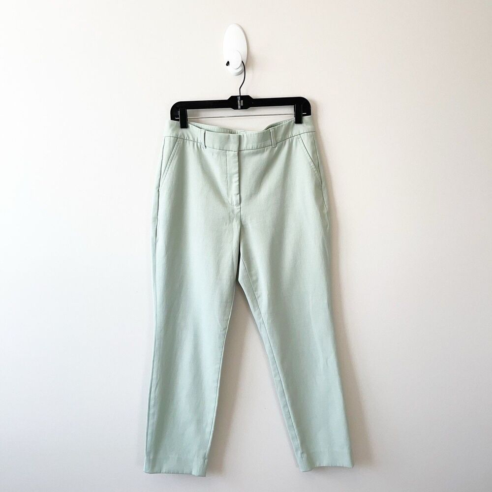 White House Black Market Elle Slim Dress Pants Mint Green Office Career Size 10